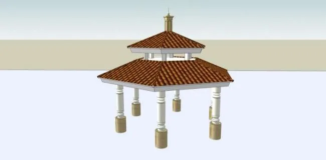 Sketchup Sketch Model | Pavilion Classical Style Sketch