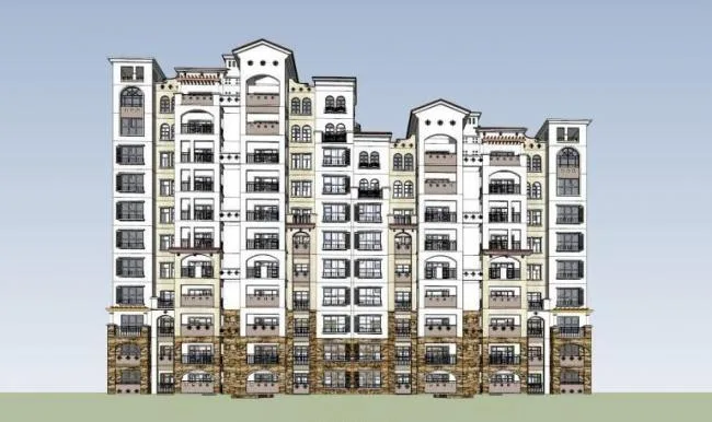 Sketchup Residential Model | High rise Residential Complex, Mediterranean Style, Spanish, Classical Style