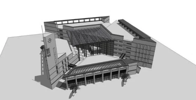 Sketchup Cultural Model | Multi story Library, Cultural Architecture, Modern Style