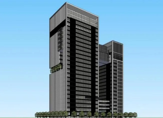 Modern High-Rise Office Building SketchUp Model-BIM WORLD