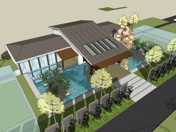 Sketchup Villa Model | Single Family Villa, Classical Style