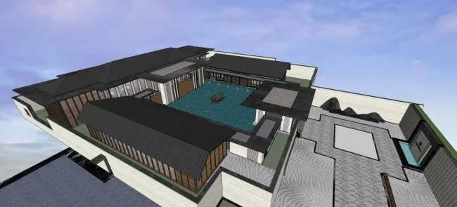 Sketchup Business Model | Sales Office, New Chinese Style