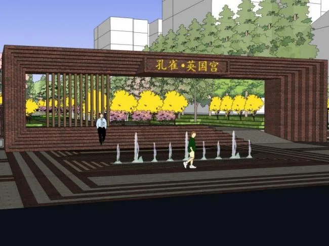 Sketchup Landscape Model | Community Landscape, Residential Landscape, English Style, Classical Style