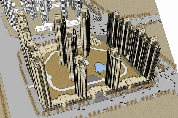 Sketchup Residential Model | High rise Residential, Bottom Commercial, Classical Style