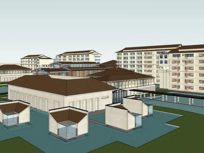 Classical Multi-Story Residential Model with Sloping Roof in SketchUp