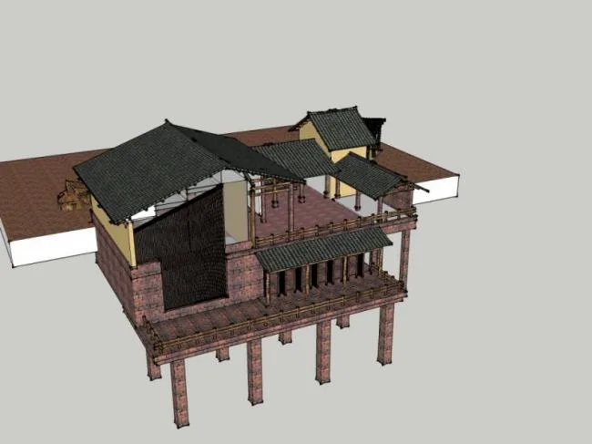 Sketchup Cultural Model | Multi story Visitor Center, Cultural Architecture, Chinese Style