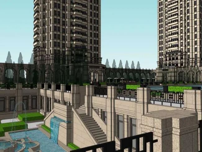 Sketchup Residential Model | High rise Residential Buildings, Classical Style