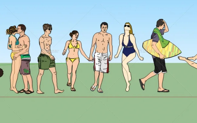 SketchUp Material Model | Beach Vacation 2DSU Scenery & Character Components