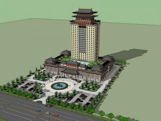 Sketchup Hotel Model | High rise Hotel, Chinese Style