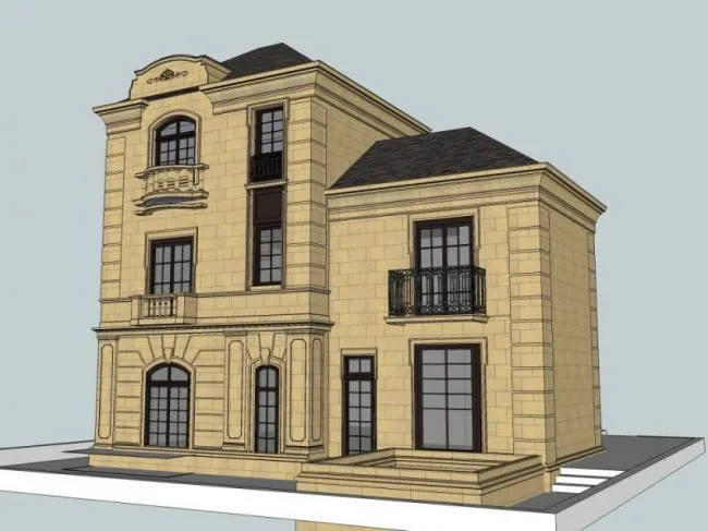 Sketchup Villa Model | French style detached villa, classical style