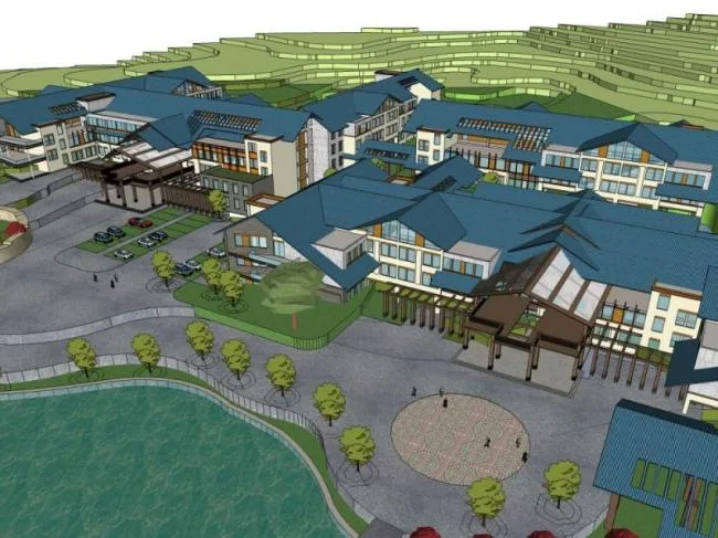 SketchUp Multi-Story Chinese Style Resort Hotel Model