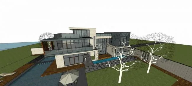 Sketchup Villa Model | Solo Villa, Modern Style, Courtyard Villa, Multi story Residential Building