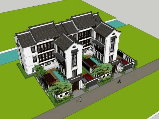 Sketchup Villa Model | Solo Villa, Chinese Style