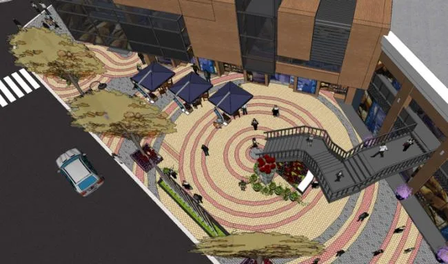 Sketchup Business Model | Multi story Commercial Street, Modern Style