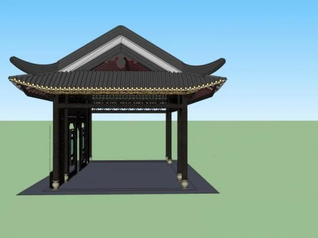 Sketchup Sketch Model | Lingnan Ancient Pavilion, Ancient Architecture, Sketch