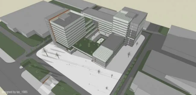 Sketchup Complex Model | Multi-story Commercial Complex, Office, Modern Style
