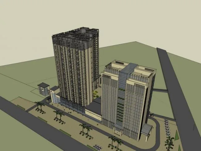 Sketchup Residential Model | High rise residential, ground floor commercial, office, residential buildings, classical style