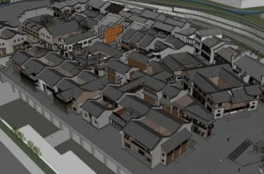SketchUp Business Model: Multi-Story Commercial Street in Modern Chinese Style-BIM WORLD