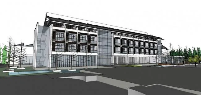Sketchup Business Model | Multi story clubhouse, commercial building, Chinese style