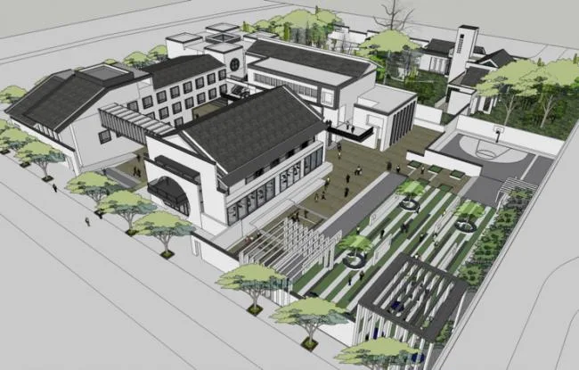 Sketchup Hotel Model | Resort Center, Hotel, New Chinese Style, Huizhou Architecture
