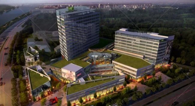 Sketchup Complex Model | High rise office building, hotel, ground floor commercial, multi story complex, modern style