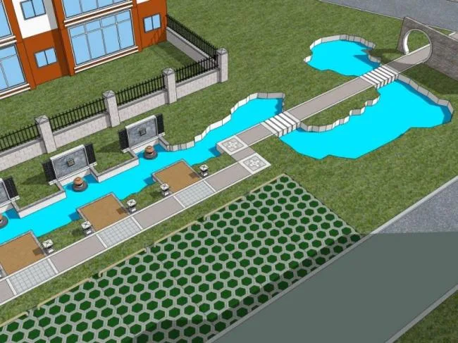 Sketchup Landscape Model | Community Landscape, Residential Landscape, Modern Chinese Style