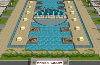 Classical-Style Square Landscape Model in SketchUp-BIM WORLD
