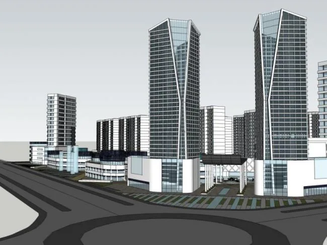 Sketchup Complex Model | Multi story Commercial Complex, Residential, Office, Hotel, Modern Style