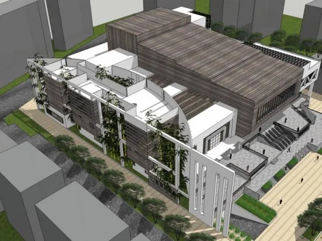 Sketchup Cultural Model | Multi-story Theater, Cultural Architecture, Modern Style
