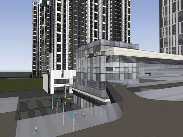 Sketchup Business Model | Multi story Commercial Shopping Center, Modern Style