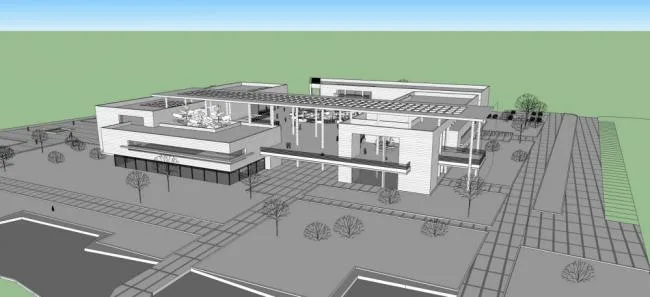 Sketchup Cultural Model | Multi story Exhibition Hall, Library, Museum, Modern Style, Cultural Architecture