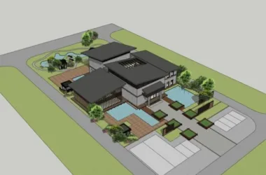 SketchUp Business Model: Multi-Story Clubhouse and Commercial Building in Modern Chinese Style-BIM WORLD