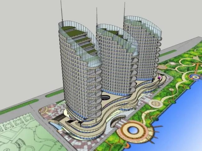 Sketchup Complex Model | Multi story Commercial Complex, Residential, Modern Style