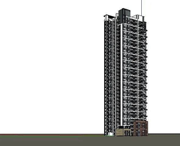 Modern High-Rise Residential Architecture with Butterfly-Shaped Layout in SketchUp