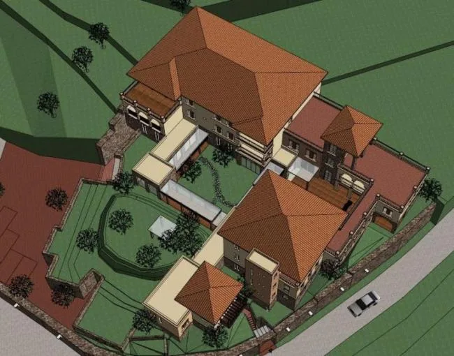 Sketchup Hotel Model | Multi story resort hotel, Tuscan style, classical style, stacked and pieced together