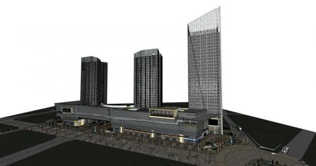 Sketchup Complex Model | Multi story Commercial Complex, Office Building, Residential, Modern Style