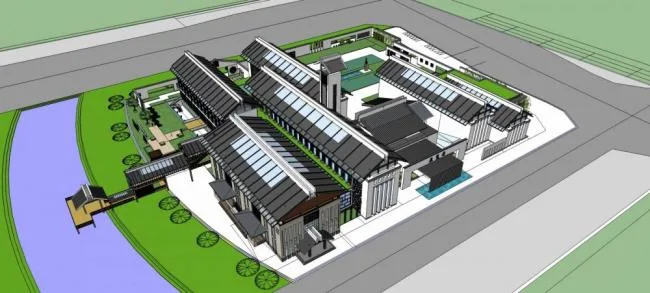 Sketchup Cultural Model | Multi story Artist Exhibition Hall, Cultural Architecture, Chinese Style