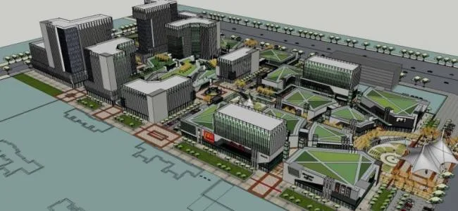 Sketchup Business Model | Multi story High rise Mixed Commercial Street, High rise Office, Modern Style