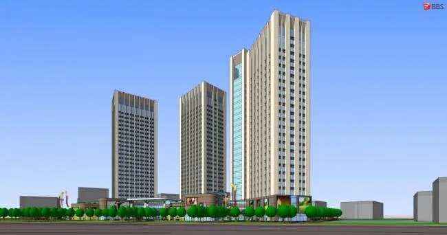 Sketchup Hotel Model | High rise hotel, office, ground floor commercial, shopping mall, modern style