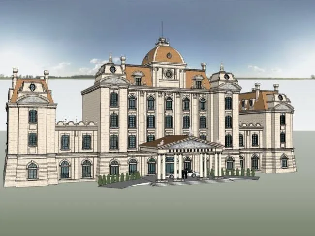 Sketchup Business Model | Multi story commercial building, classical style
