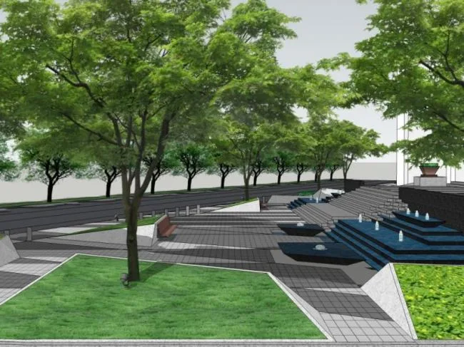 Sketchup Landscape Model | Commercial Landscape, Modern Style