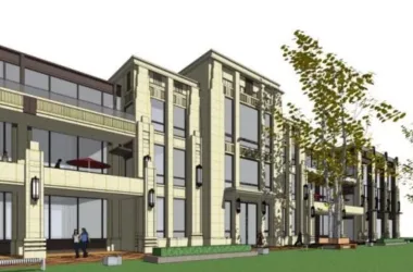 SketchUp Business Model: Modern Clubhouse and Street-Side Commercial Design-BIM WORLD