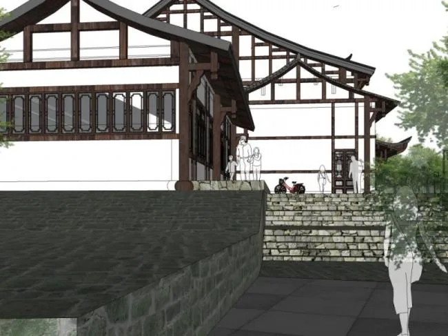 Sketchup Business Model | Multi story Reception Center, Modern Chinese Style