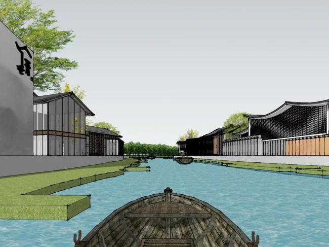 Sketchup Business Model | Multi story Sales Office, Commercial Building, New Chinese Style