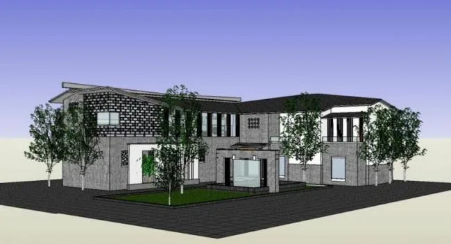Sketchup Business Model | Low rise Restaurant, Modern Chinese Style