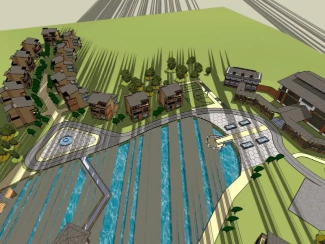 Sketchup Landscape Model | Waterfront Landscape, Residential Landscape, Modern Style