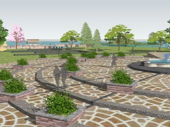 Sketchup Landscape Model | Park Landscape, Modern Style