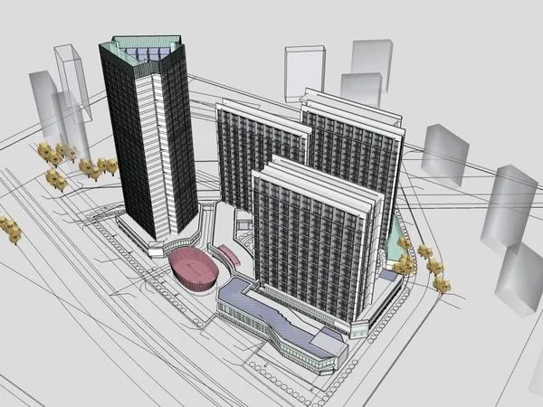 Sketchup Complex Model | Multi story High rise Complex, Office Building, Commercial, Hotel, Modern Style