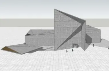 SketchUp Cultural Model: Modern Multi-Story Church Architecture-BIM WORLD