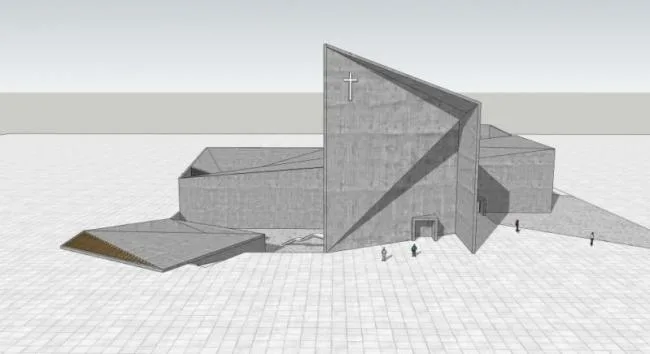 Sketchup Cultural Model | Multi story Church, Cultural Architecture, Modern Style